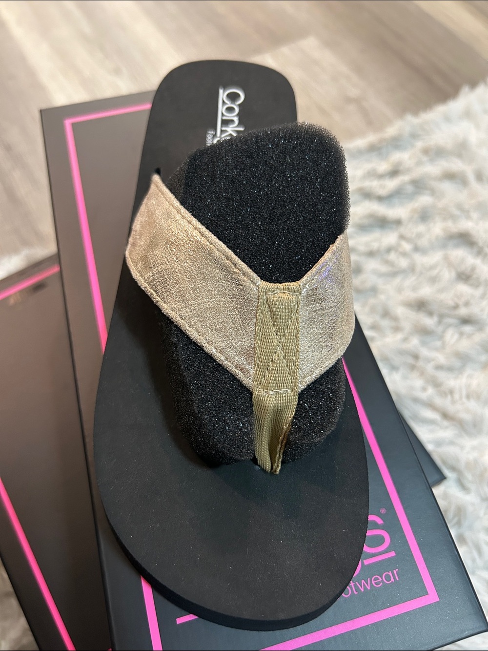 Corkys Overboard Metallic Gold Flip Flops Sandals New